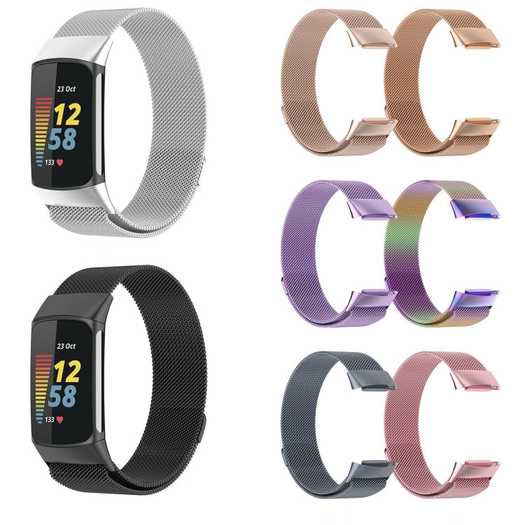 Milano Magnetic Metal Watch Band for Fitbit Charge 5(Silver)