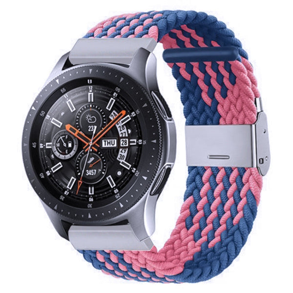 Nylon Braided Metal Buckle Watch Band for Galaxy Watch 4 20mm(Z Blue Pink)