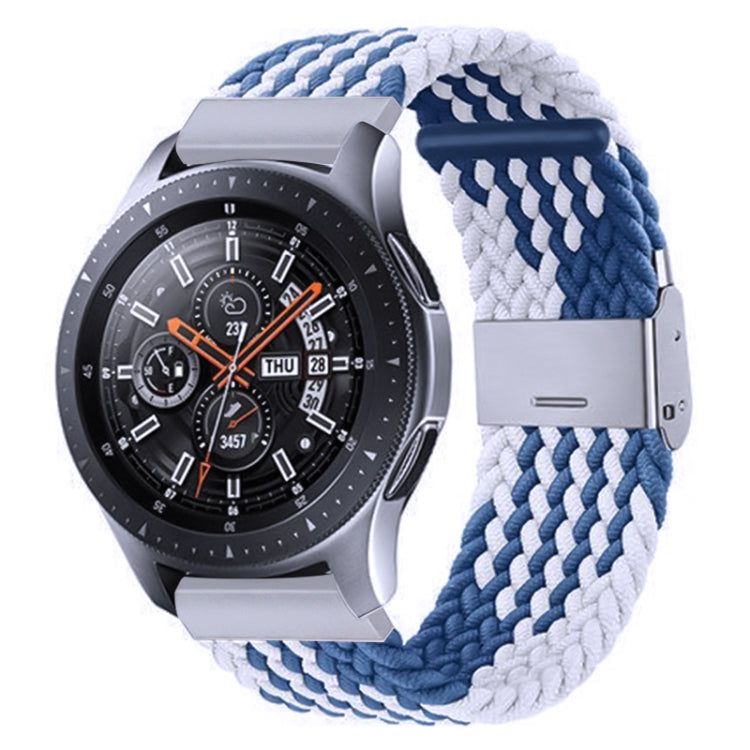 Nylon Braided Metal Buckle Watch Band for Galaxy Watch 4 20mm(Z Blue White)