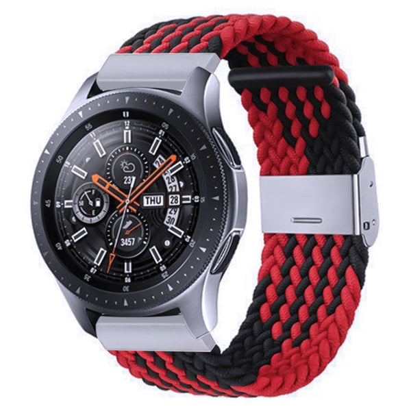 Nylon Braided Metal Buckle Watch Band for Galaxy Watch 4 20mm(Z Black Red)
