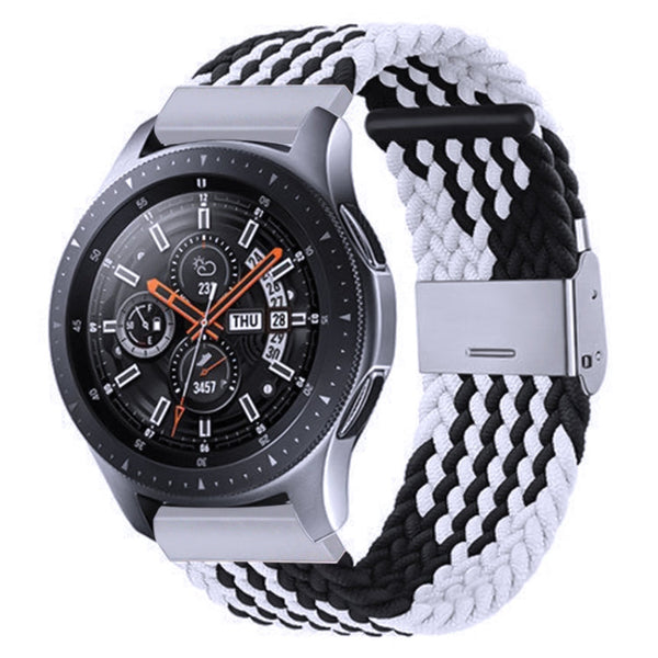 Nylon Braided Metal Buckle Watch Band for Galaxy Watch 4 20mm(Z Black White)