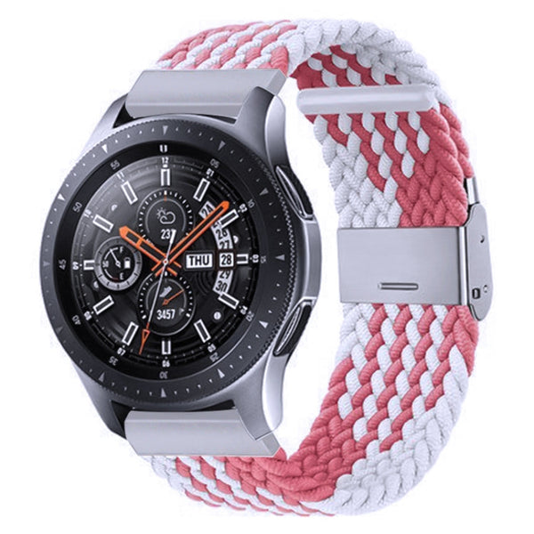 Nylon Braided Metal Buckle Watch Band for Galaxy Watch 4 20mm(Z Pink White)