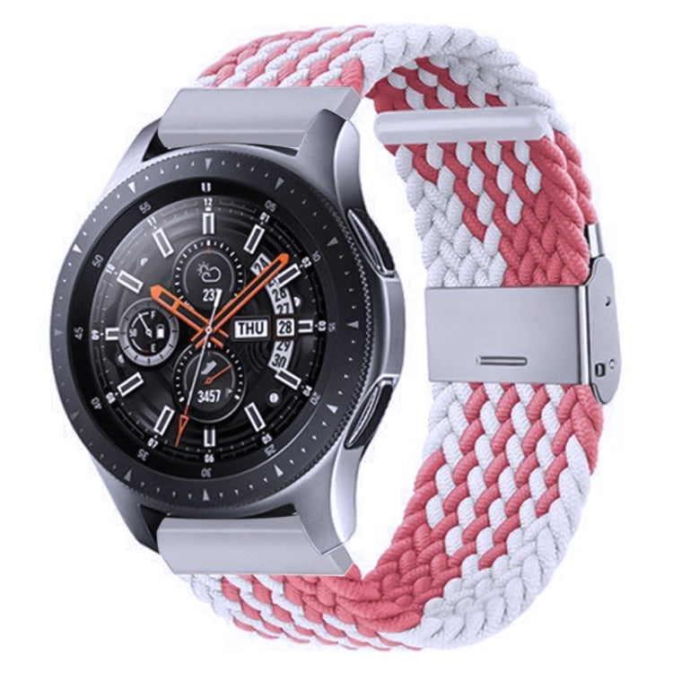 Nylon Braided Metal Buckle Watch Band for Galaxy Watch 4 20mm(Z Pink White)