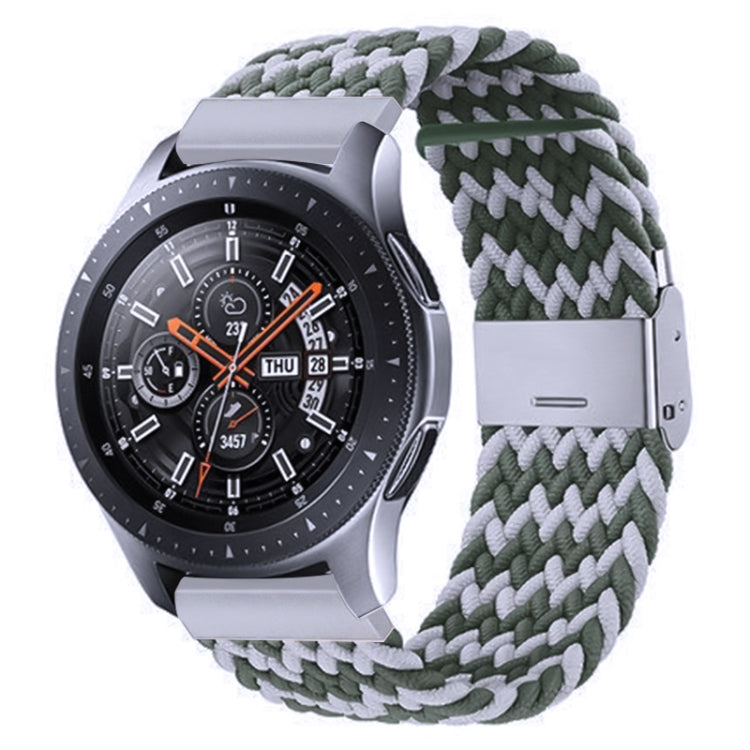 Nylon Braided Metal Buckle Watch Band for Galaxy Watch 4 20mm(W White Green)