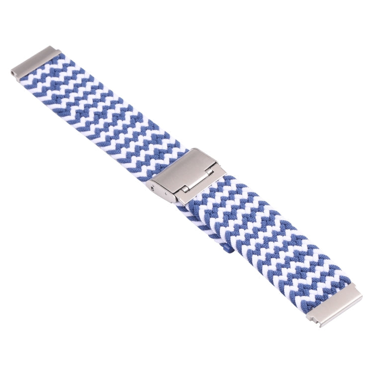 Nylon Braided Metal Buckle Watch Band for Galaxy Watch 4 20mm(W Blue White)
