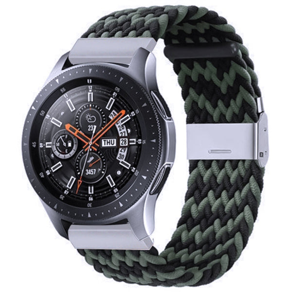 Nylon Braided Metal Buckle Watch Band for Galaxy Watch 4 20mm(W Black Green)