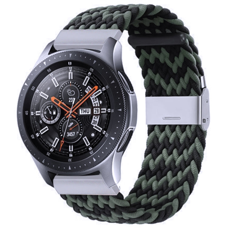 Nylon Braided Metal Buckle Watch Band for Galaxy Watch 4 20mm(W Black Green)