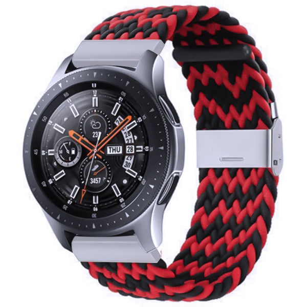Nylon Braided Metal Buckle Watch Band for Galaxy Watch 4 20mm(W Black Red)