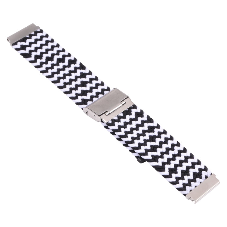 Nylon Braided Metal Buckle Watch Band for Galaxy Watch 4 20mm(W Black White)