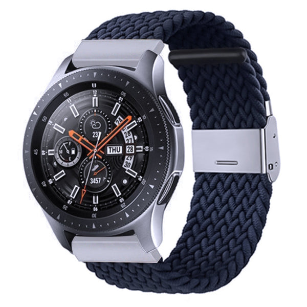 Nylon Braided Metal Buckle Watch Band for Galaxy Watch 4 20mm(Dark Blue)