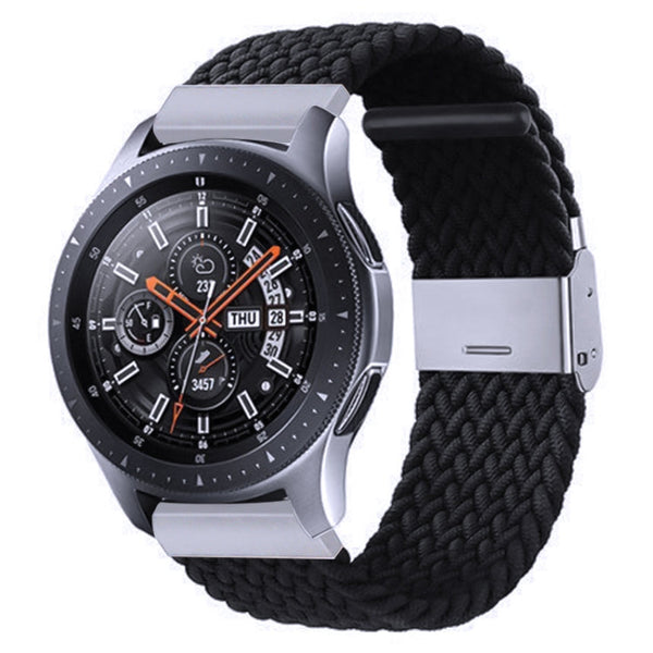 Nylon Braided Metal Buckle Watch Band for Galaxy Watch 4 20mm(Black)