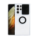 For Samsung Galaxy S22 5G Sliding Camera Cover TPU Protective Case with Ring Holder(Black)