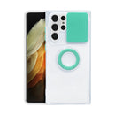 For Samsung Galaxy S22 5G Sliding Camera Cover TPU Protective Case with Ring Holder(Green)
