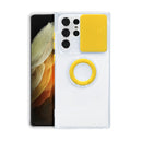 For Samsung Galaxy S22 5G Sliding Camera Cover TPU Protective Case with Ring Holder(Yellow)