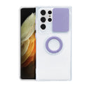For Samsung Galaxy S22+ 5G Sliding Camera Cover TPU Protective Case with Ring Holder(Purple)
