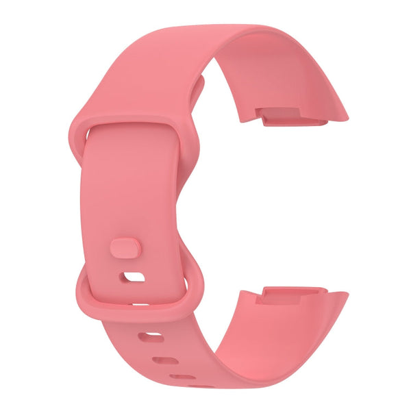 For Fitbit Charge 5 Monochromatic Silicone Watch Band, Size: Small Size(Pink)