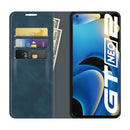 For OPPO Realme GT Neo2 Retro-skin Business Magnetic Suction Leather Case with Holder & Card Slots & Wallet(Dark Blue)