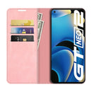 For OPPO Realme GT Neo2 Retro-skin Business Magnetic Suction Leather Case with Holder & Card Slots & Wallet(Pink)