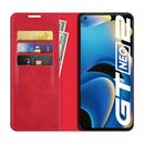 For OPPO Realme GT Neo2 Retro-skin Business Magnetic Suction Leather Case with Holder & Card Slots & Wallet(Red)