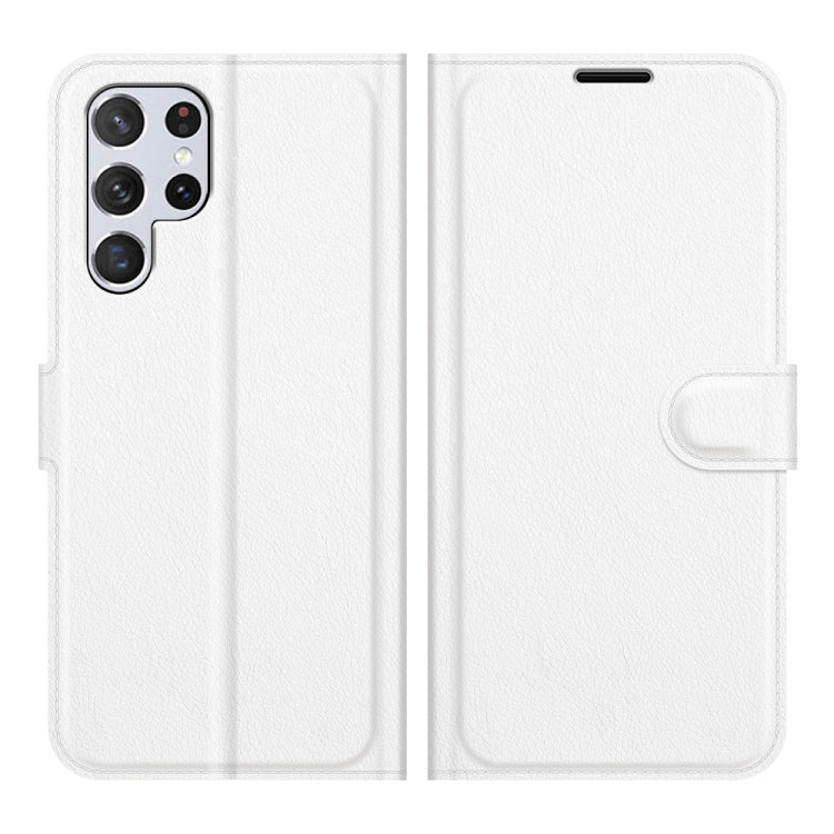 For Samsung Galaxy S22 Ultra 5G Litchi Texture Horizontal Flip Protective Case with Holder & Card Slots & Wallet(White)