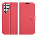 For Samsung Galaxy S22 Ultra 5G Litchi Texture Horizontal Flip Protective Case with Holder & Card Slots & Wallet(Red)
