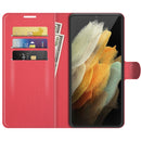 For Samsung Galaxy S22 Ultra 5G Litchi Texture Horizontal Flip Protective Case with Holder & Card Slots & Wallet(Red)