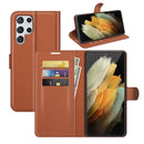 For Samsung Galaxy S22 Ultra 5G Litchi Texture Horizontal Flip Protective Case with Holder & Card Slots & Wallet(Brown)