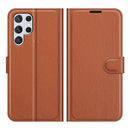 For Samsung Galaxy S22 Ultra 5G Litchi Texture Horizontal Flip Protective Case with Holder & Card Slots & Wallet(Brown)