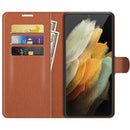 For Samsung Galaxy S22 Ultra 5G Litchi Texture Horizontal Flip Protective Case with Holder & Card Slots & Wallet(Brown)