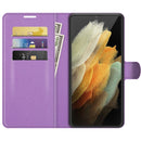 For Samsung Galaxy S22 Ultra 5G Litchi Texture Horizontal Flip Protective Case with Holder & Card Slots & Wallet(Purple)