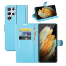 For Samsung Galaxy S22 Ultra 5G Litchi Texture Horizontal Flip Protective Case with Holder & Card Slots & Wallet(Blue)