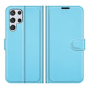 For Samsung Galaxy S22 Ultra 5G Litchi Texture Horizontal Flip Protective Case with Holder & Card Slots & Wallet(Blue)