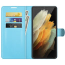 For Samsung Galaxy S22 Ultra 5G Litchi Texture Horizontal Flip Protective Case with Holder & Card Slots & Wallet(Blue)
