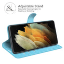For Samsung Galaxy S22 Ultra 5G Litchi Texture Horizontal Flip Protective Case with Holder & Card Slots & Wallet(Blue)