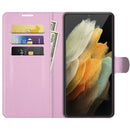 For Samsung Galaxy S22 Ultra 5G Litchi Texture Horizontal Flip Protective Case with Holder & Card Slots & Wallet(Pink)