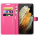 For Samsung Galaxy S22 Ultra 5G Litchi Texture Horizontal Flip Protective Case with Holder & Card Slots & Wallet(Rose Red)
