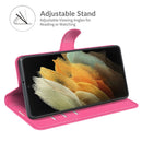 For Samsung Galaxy S22 Ultra 5G Litchi Texture Horizontal Flip Protective Case with Holder & Card Slots & Wallet(Rose Red)