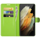 For Samsung Galaxy S22 Ultra 5G Litchi Texture Horizontal Flip Protective Case with Holder & Card Slots & Wallet(Green)