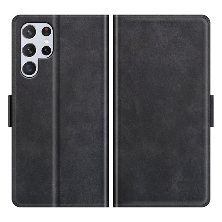 For Samsung Galaxy S22 Ultra 5G Dual-side Magnetic Buckle Horizontal Flip Leather Case with Holder & Card Slots & Wallet(Black)