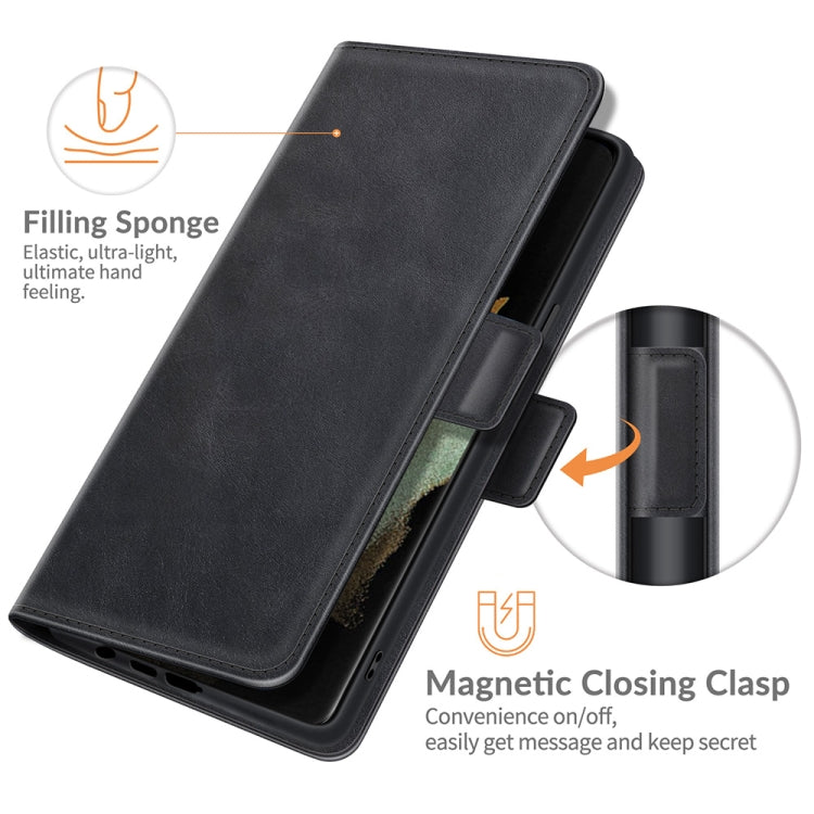 For Samsung Galaxy S22 Ultra 5G Dual-side Magnetic Buckle Horizontal Flip Leather Case with Holder & Card Slots & Wallet(Black)