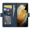 For Samsung Galaxy S22 Ultra 5G Dual-side Magnetic Buckle Horizontal Flip Leather Case with Holder & Card Slots & Wallet(Dark Blue)