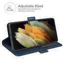 For Samsung Galaxy S22 Ultra 5G Dual-side Magnetic Buckle Horizontal Flip Leather Case with Holder & Card Slots & Wallet(Dark Blue)