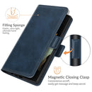 For Samsung Galaxy S22 Ultra 5G Dual-side Magnetic Buckle Horizontal Flip Leather Case with Holder & Card Slots & Wallet(Dark Blue)