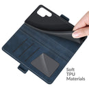 For Samsung Galaxy S22 Ultra 5G Dual-side Magnetic Buckle Horizontal Flip Leather Case with Holder & Card Slots & Wallet(Dark Blue)
