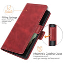 For Samsung Galaxy S22 Ultra 5G Dual-side Magnetic Buckle Horizontal Flip Leather Case with Holder & Card Slots & Wallet(Red)