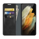 For Samsung Galaxy S22 Ultra 5G Retro-skin Business Magnetic Suction Leather Case with Holder & Card Slots & Wallet(Black)