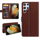 For Samsung Galaxy S22 Ultra 5G R64 Texture Single Horizontal Flip Protective Case with Holder & Card Slots & Wallet& Photo Frame(Brown)