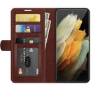 For Samsung Galaxy S22 Ultra 5G R64 Texture Single Horizontal Flip Protective Case with Holder & Card Slots & Wallet& Photo Frame(Brown)