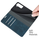 For Samsung Galaxy S22+ 5G Retro-skin Business Magnetic Suction Leather Case with Holder & Card Slots & Wallet(Dark Blue)