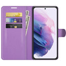 For Samsung S22 Litchi Texture Horizontal Flip Protective Case with Holder & Card Slots & Wallet(Purple)